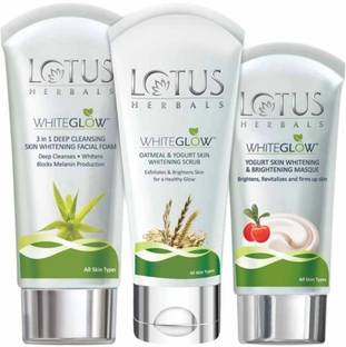 LOTUS HERBALS Whitening Glow Kit (facial foam+masque+oatmeal scrub)(3 item in the set)