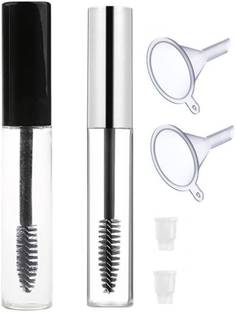 VASADIGITAL 2pcs 10ml Reusable Silver and Black Empty Mascara Bottle Tube Container With 2 Pcs Stopper and 2 Pcs Funnel