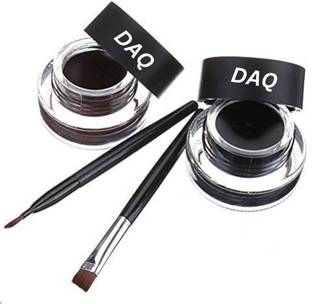 DAQ Black & Brown 2 in 1 WaterProof & Smudge Proof 24hrs Gel Eyeliner / Kajal 6 g (Black, Brown)