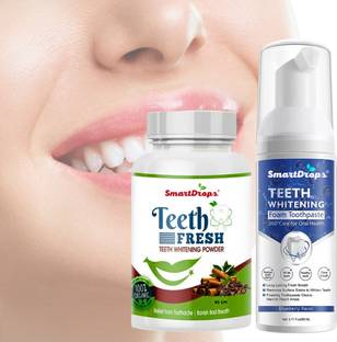 smartdrops White Toothpaste Form & Teeth Whitening Powder For Men and Women, White Teeth