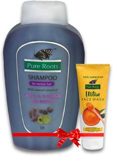 Pure Roots Herbals Amla, Shikakai & Reetha Shampoo 1000ml with 100ml Ubtan Face Wash