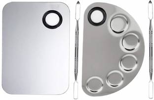 Sh.Huda 2 PC Mixing Combo: Stainless Steel Palette with Spatula for Precision and Ease