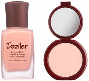 Dazller Face Combi Pack (Pink Dew) : Moisturizing Liquid Makeup, 27mL + Classique Compact Powder, 9g