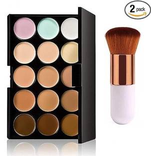 DAQ 15 Color Contour & Concealer with Professional Brush Contour Kit Concealer