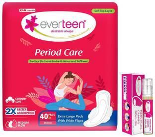 everteen Period Care XL Soft 40 Pads and Menstrual Cramps Roll-On 10ml
