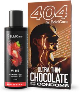 Bold Care Strawberry Flavored Intimate Lube + Ultra Thin Chocolate Flavored Condoms