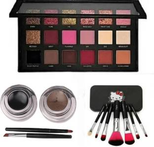 brown blush ROSE GOLD EYESHADOW PALETTE WITH GEL EYELINER AND BRUSH SET
