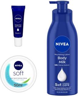 NIVEA Bodymilk 400ml Soft 25ml and Ess liptube set of 3pc
