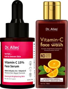 Dr. Alies Professional 15% Vitamin C Face Serum With Vitamin c facewash | Skin Brightening | Dark Spot...