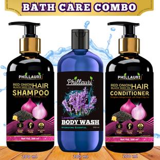 Phillauri Red Onion Black Seed Oil Shampoo + Conditioner With Lavender Refreshing Body Wash