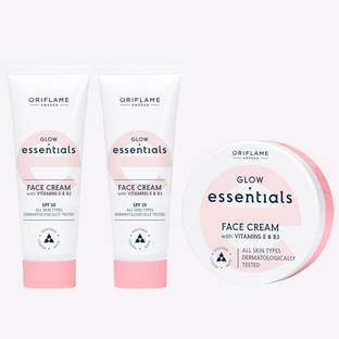 Oriflame ESSENTIALS Glow Essentials Face Cream with Vitamins E & B3 SPF 10 50 ml (pack of 2) , Face Cream with Vitamins E & B3 75 ml