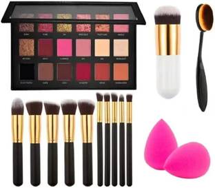 Plethora rosegold +10pc black brush +2puffs+ ovl brush+foundation brush