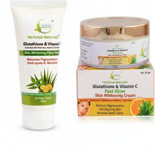 Herbalya Naturals Glutathione & Vitamin C Facewash Cream Combo Pack