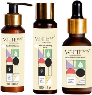 white bon Hair Fall Control Regimen for Normal/Oily Hair - Oily Scalp & Straight Hair - Ayurvedic Hair Care Regimen - 3 Product Kit