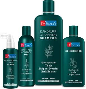 Dr Batra's Anti Dandruff Hair Serum, Conditioner - 200 ml, Hair Fall Control Oil- 200 ml and Dandruff Cleansing Shampoo - 500 ml