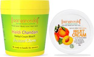 Aryanveda Herbals Haldi Chandan Bleach Cream 250gm & Apricot Whip Moisturizing Cream, 90gm