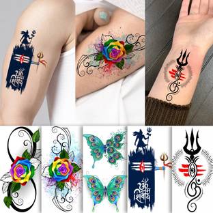 surmul Lord Shiva And Butterfly And Rose Tattoo for male And Female Tattoo