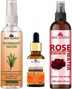 Bon Austin Rosemary Water Spray 100ml, Advance Vitamin C Face Serum 30ML & Rose Water 100ml