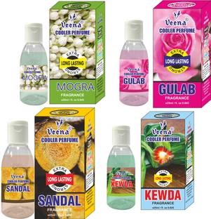 Veena Mogra|Gulab |Sandal | Kewda Cooler Perfume | Long Lasting | Alcohol Free | Cooler Attar | Natural Fragrance