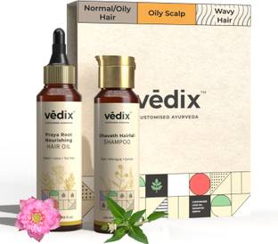 Vedix Customised Hair Fall Control Combo pack | Ayurvedic Hair Oil & Ayurvedic shampoo for Hair Fall | Oily Scalp | Wavy & Curly Hair | Anti Hair Fall Kit, 200 ml