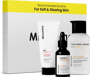 Minomine Gamechangers Skincare Routine Kit for Soft & Glowing Skin, Unisex | Cleanser, Serum & Sunscreen | Combo Kit