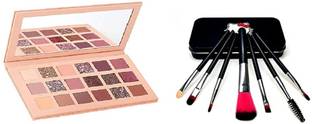 ZOXITAV Combo Of 18 color Eye Shadow Palette With 7 Piece Brush Set Black