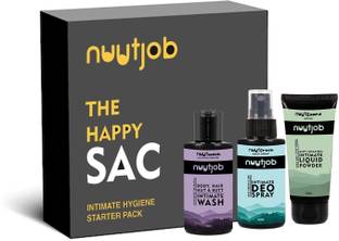 Nuutjob Intimate Hygiene Starter Mini Combo Pack, 50ml each | Gift Pack, Travel Pack for Men | The Happy Sac