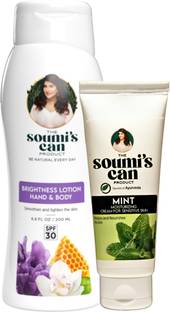 The Soumi's Can Product Brightness Lotion Hand & Body with SPF 30 (200ml) & Mint Moisturizing Cream (50ml)