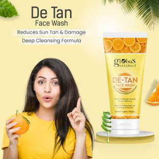 Globus Naturals De-Tan , Enriched with Neem & Aloe Vera, Tan Removal, Anti Pollution & Oil Control Formula Face Wash