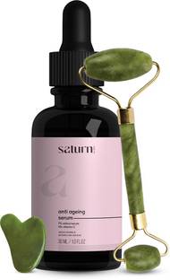 saturn by ghc Anti Ageing Serum With Jade Roller Face Massager and Gua Sha | Niacinamide, Retinol , Vitamin C | Reduces Puffiness & Wrinkles