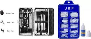 Hudabird Best Quality Nails With Glue & Professional Manicure Pedicure Tool Kit