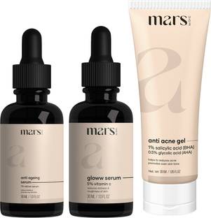 mars by GHC Skin Care Combo| Anti Acne Gel | Anti Aging Serum & Glow Serum