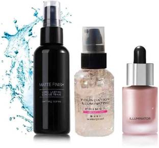 mkldsrh waterproof fixer with make up primer with iconic highlighter for face make up combo kit
