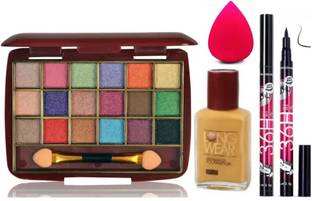 lately 18color shimmer eyeshadow with foundation waterproof eyeliner & blender puff