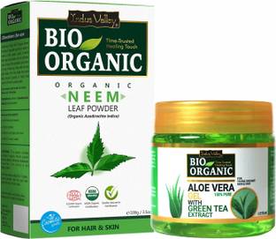 Indus Valley Natural Aloe Vera Gel and Neem Powder for Depigmentation- Set of 2