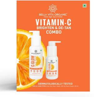 BELLAVITA Vitamin C Skincare Duo for Anti Pigmentation, De tan Removal, Glowing Skin (C-Glow Face Wash & C-Glow Face Cream)