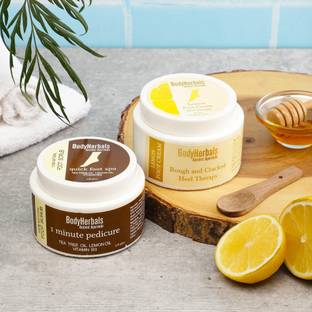 BodyHerbals Healthy Feet Combo Foot Care Kit, Hydrating Lemon Cream & Exfoliating Tea Tree Oil Scrub