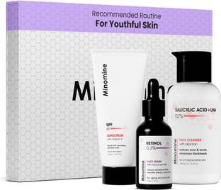 Minomine Gamechangers Skincare Routine Kit for Youthful (Aging) Skin, Unisex | Cleanser, Serum & Moisturizer