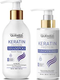 Quemico Professionnel Sulphate Free Keratin Protein Smooth Shampoo and Conditioner Hair Care Kit | Net Vol - 450ml