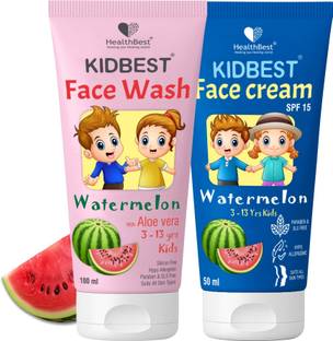 HealthBest Kidbest Facewash (100ml) & Kidbest Face Cream (50ml) for 3-13 Years Kids | Combo