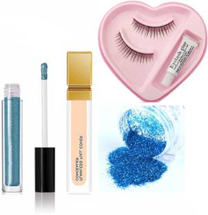 MYEONG COMBO FOR MAKE UP LIQUID SHIMMER EYE SHADOW , LIQUID CREAMY CONCEALER , EYE LASHES GLITTER POWER