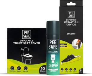 Pee Safe Toilet Seat Sanitizer Mint (50 ml) & Urination Device (6N) & Toilet Seat Cover (10N)