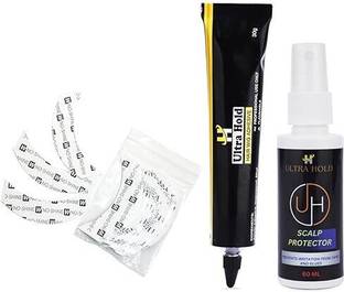 Ultra Hold Adhesive Glue(Tube)30g, with Scalp Protector 60ml, and No-Shine Strips