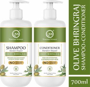 Nuerma Science 100% Natural Olive Bhringraj Shampoo | Conditioner Combo Pack for Hair Growth