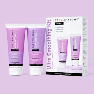 BARE ANATOMY Ultra Smoothing Shampoo & Hair Mask Travel Pack | Combo Kit for Smooth Hair