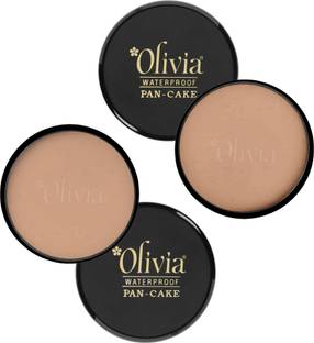 Olivia Waterproof Pan Cake 100% Waterproof Shimmering Finish Compact | 25g | Pack of 2 Compact