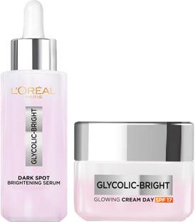 L'Oréal Paris Glycolic Bright Alia Combo, Dark Spot Brightening Serum 15ml + Glowing Day Cream 15ml