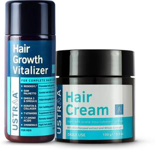 USTRAA Hair Growth Vitalizer - 100 ml
 & Hair Cream for men - Daily Use - 100g