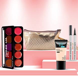 adbeni Flawless Fusion Combo, Foundation, Lip Palette & Eyeliner with Makeup Pouch