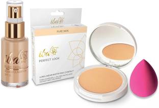 Iba Pure Skin Compact + Liquid Foundation, (Natural Combo) + FREE Beauty Blender